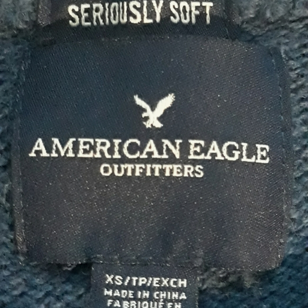 American Eagle Seriously Soft Blue Knit Geometric Pullover Sweater - XS - Picture 4 of 10